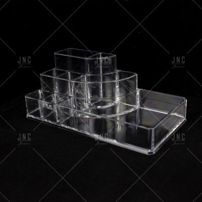 Expositor organizador transparente em acrílico com vários compartimentos