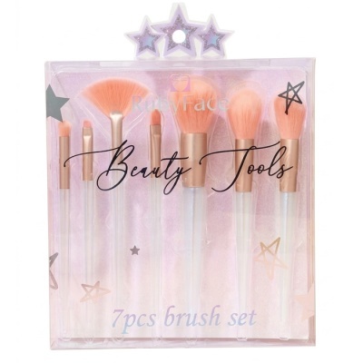 Conjunto de 7 pincéis de maquilhagem RubyFace em estojo rosa com estrelas