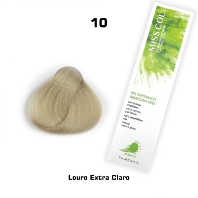 Amostra de cabelo louro extra claro com caixa de coloração MISS COL