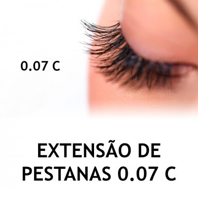 Extensão de pestanas 0.07 C com olho fechado e pestanas longas negras