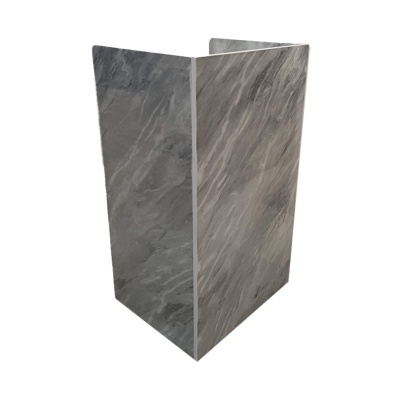 suporte em material cinzento marmoreado em forma de U