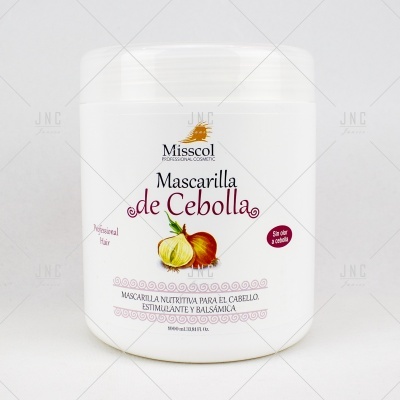 Pote branco de máscara capilar Misscol Mascarilla de Cebolla com ilustração de cebola