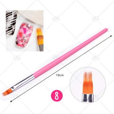 Pincel para unha com cabo rosa e cerdas laranja