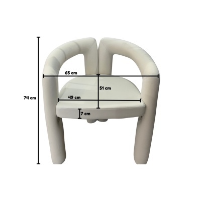 Cadeira creme estofada com medidas indicadas