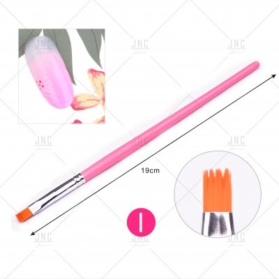 Pincel para unhas com cabo rosa e cerdas laranja