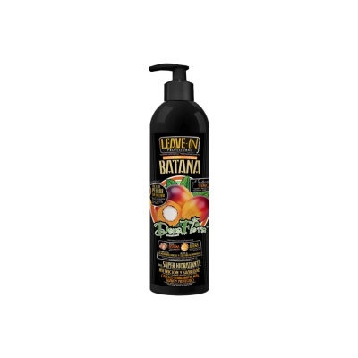 Frasco preto de leave-in profissional Batana Dona Flora com doseador
