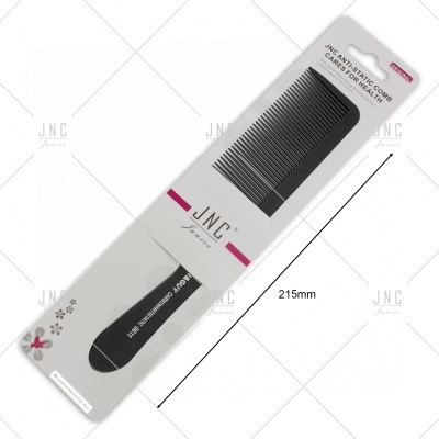 Pente preto antiestático JNC em embalagem branca com texto e logo