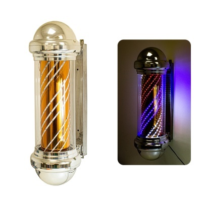 Barbeiro clássico metálico com luzes coloridas