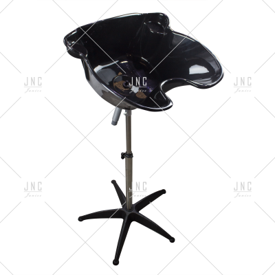 Vaso de lavagem profissional preto para cabeleireiro com suporte metálico