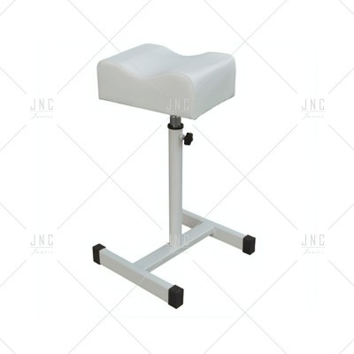 Banco de apoio branco com base metálica e ajuste de altura