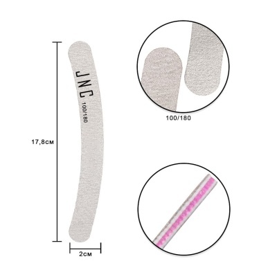 Lima de unhas curva cinza JNG 100/180 em fundo branco