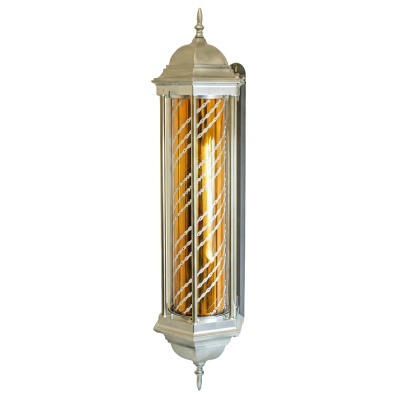 Candeeiro de parede metálico com vidro laranja e padrão espiral