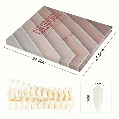 Paleta de cores para unhas com 120 tons e amostras de unhas artificiais