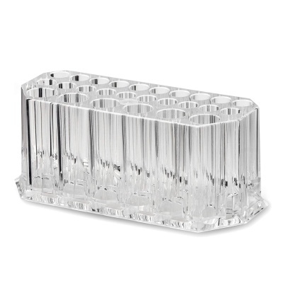 Suporte organizador de maquilhagem transparente com vários orifícios