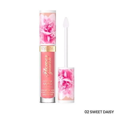 Gloss labial rosa 02 SWEET DAISY Eveline Cosmetics com aplicador esponja