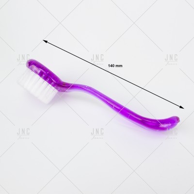 Escova de dentes roxa com cerdas brancas e comprimento de 140 mm