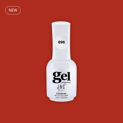 Frasco branco de verniz gel para unhas com rótulo e número 096