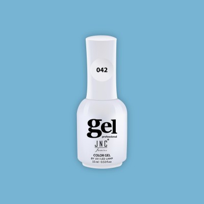 Frasco branco de verniz gel para unhas com tampa sobre fundo azul