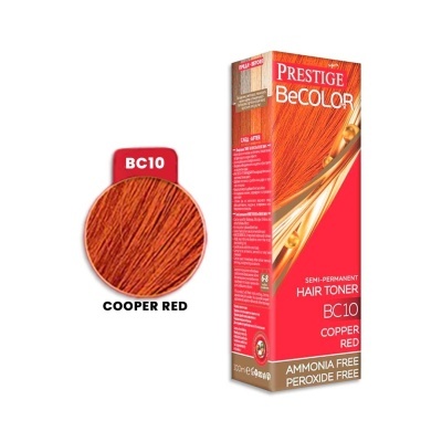Caixa de tinta para cabelo Prestige BeColor BC10 Cooper Red com amostra da cor