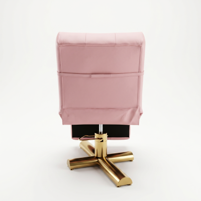 Cadeira de escritório rosa com base dourada