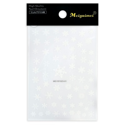 Ornamento para unhas branco com flocos de neve em embalagem transparente Meiguimei