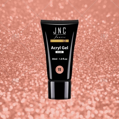 Tubo preto de gel acrílico JNC sobre fundo rosa brilhante