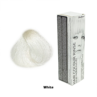 Caixa de coloração capilar branca e mecha de cabelo branca