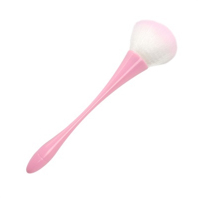 Pincel de maquilhagem rosa com cerdas brancas e ponta rosa