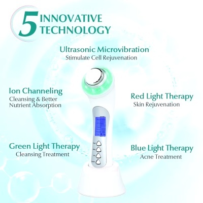 Dispositivo de terapia de luz com visor azul e base branca