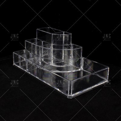 Organizador transparente em acrílico com vários compartimentos