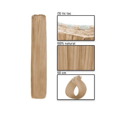 Extensões de cabelo loiro claro com fechos tic tac