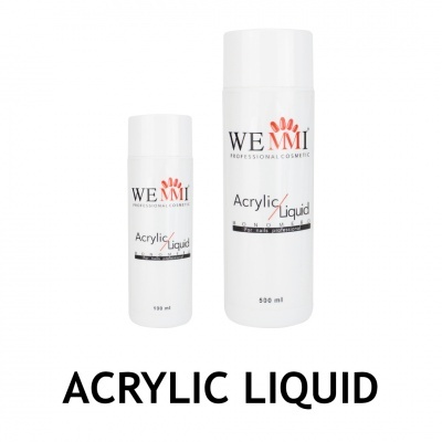 dois frascos de Acrylic Liquid WEMI de 100 ml e 500 ml em fundo branco