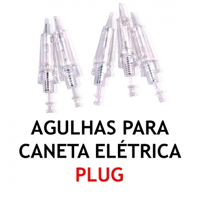 Agulhas transparentes para caneta elétrica com texto explicativo