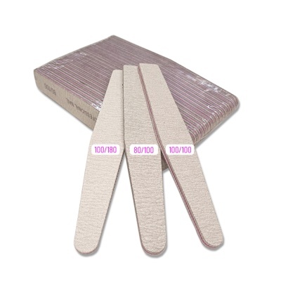 Conjunto de lixas para unhas em bege com faixas cor-de-rosa e números impressos