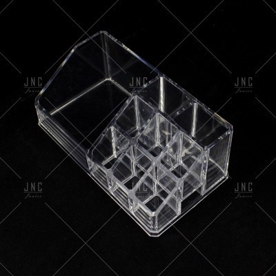 Organizador transparente de maquilhagem em acrílico com divisórias