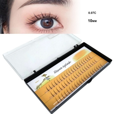 Conjunto de pestanas individuais para extensão com estojo e close-up de olho