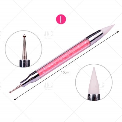 Ferramenta para nail art com ponteira metálica redonda e ponta de silicone