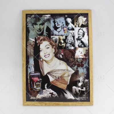 Pôster em moldura de madeira com imagens de Marilyn Monroe