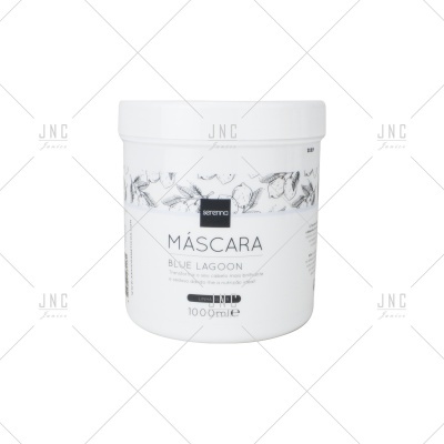 Frasco branco de máscara capilar Blue Lagoon da Serrano