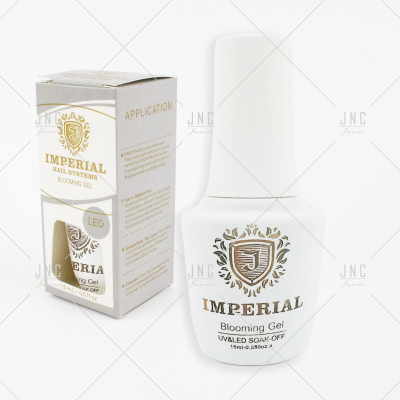 Frasco branco de verniz e embalagem da marca IMPERIAL Blooming Gel