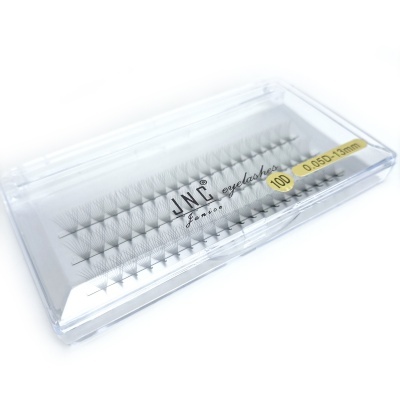 Embalagem transparente com pestanas postizas em tufos pretos etiqueta 10D 0.06-13mm