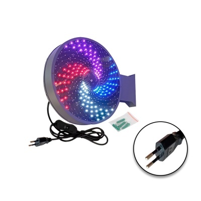 luz LED redonda colorida com cabo e ficha de dois pinos