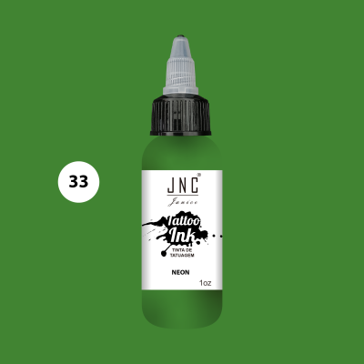 Frasco verde com tinta para tatuagem JNC
