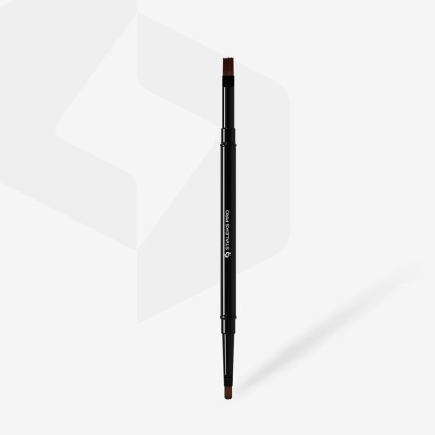 Pincel de maquilhagem preto de duas pontas com cerdas castanhas