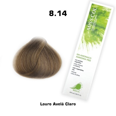 Tonalizador de cabelo MISS COL número 8.14 Louro Avelã Claro