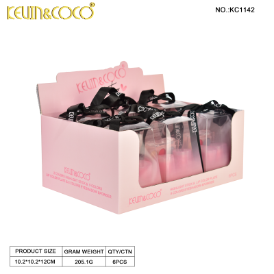 Conjunto de maquilhagem KEVIN&COCO em embalagem rosa com fitas pretas