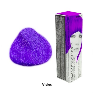 Tintura de cabelo semi-permanente violeta com embalagem roxa