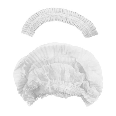 Conjunto de toucas descartáveis brancas, touca maior com elástico e faixa estreita