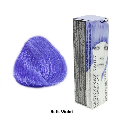 Embalagem e amostra de cor de tinta de cabelo Soft Violet