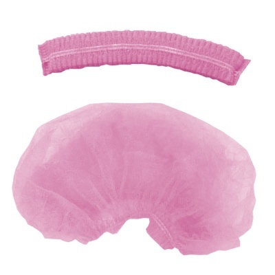 Touca e faixa para cabelo descartáveis rosa em tecido não tecido